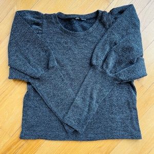 {Zara} Mock neck/crew Sweater Black with Grey stripes. size L